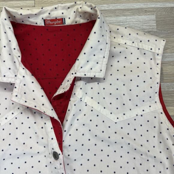 Vintage Wrangler Women’s Reversible Vest Red White Stars Fourth July Sz M - M197 - Picture 13 of 16